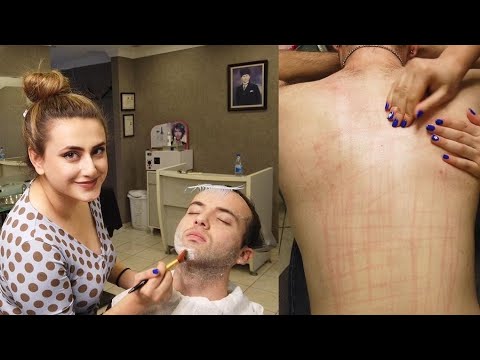 💈ASMR LADY BARBER’s FACE CLEANSING & WASH w/ STRONG BACK MASSAGE | DEEP RELAX