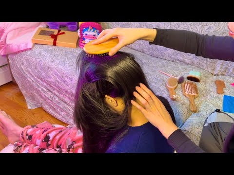 ASMR Hair Brushing UP THE NAPE & SCALP w. TONS OF FLICKING, PULLING FINGER FLUTTERS + HAIR SHAKING!!