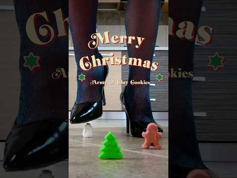 Miss Santa vs. Clay Cookies! High Heels Crushing Things! Oddly Satisfying! ASMR