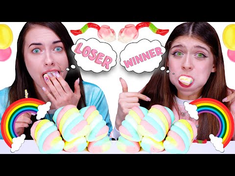 ASMR Rainbow Unicorn Candy Race Challenge! Eating Sounds LiLiBu