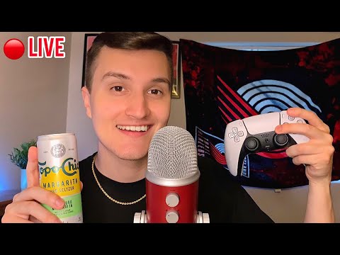 🔴 - LIVE ASMR RELAXING HANGOUT 😴💤 (triggers + whisper ramble + sports talk)