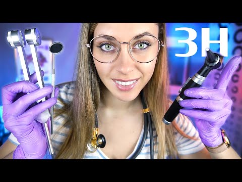 3h ASMR hospital EXAM roleplay for SLEEP, Ear Cleaning, Cranial Nerve, Eye, Scalp, Ear Exam