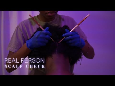 ASMR | Real Person Scalp Check | Afro Hair Detangling, Braiding + Scalp Scratching w/ Sticks 💆🏾‍♀️