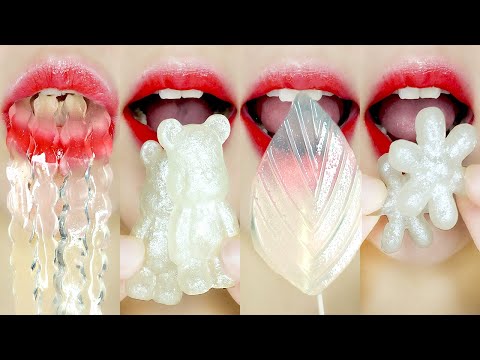 ASMR CLEAR EMOJI FOOD 🍜🐻‍❄️🍃🌼 (KOHAKUTO, JELLY, WATER) MUKBANG