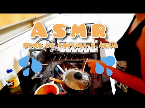 ASMR - LAVANDO A LOUÇA - SONS DE ESPUMA, ESPONJA E ÁGUA.
