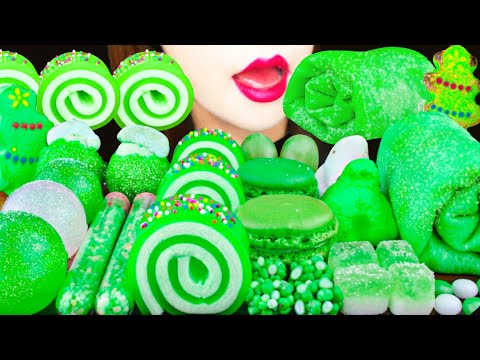 【ASMR】GREEN DESSERTS💚MUKBANG 먹방 食べる音 EATING SOUNDS NO TALKING