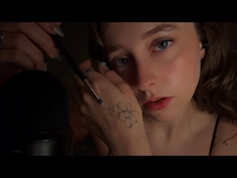 ASMR tattoo tracing and soft skin tracing with super close whispers