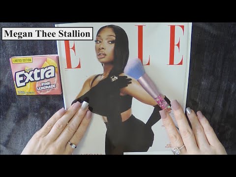 ASMR Gum Chewing Magazine Flip Through | Megan Thee Stallion | Whispered Page Turning