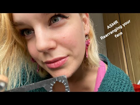 [ASMR] Rearranging your face using different random tools (Gloves, magnifying glass)