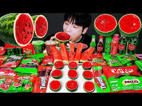 ASMR MUKBANG | 수박 디저트 아이스크림 탕후루 딸기 수박젤리 먹방 & 레시피 DESSERT ICE CREAM WATERMELON TANGHULU
