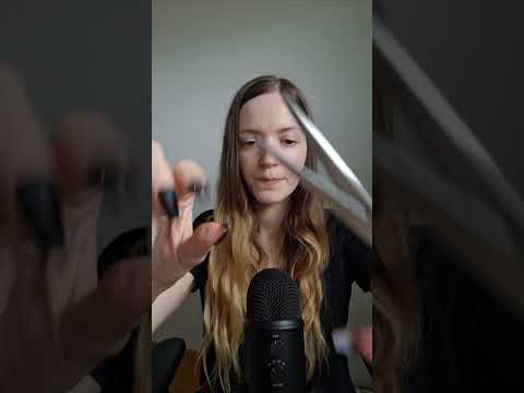 ASMR hair - negative energy cutting with long nails - mouth sounds tongue clicking #shorts #asmr