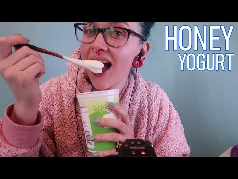 ASMR Eating Honey Greek Yogurt & Chocolate Rice Cakes (With Tummy Gurgles...Sorry 🤣)