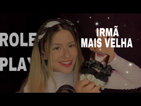 ASMR IRMÃ MAIS VELHA TE ARRUMANDO PARA O PRIMEIRO DIA DE AULA