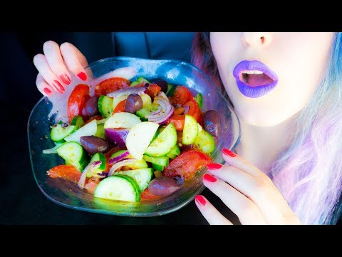 ASMR: Super Crunchy Greek Salad for Warm Summer Days ~ Relaxing Eating Sounds [No Talking | Vegan] 😻