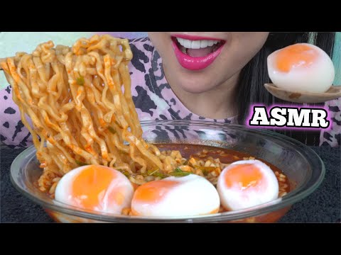 ASMR SPICY SAMYANG NOODLES + SOFT BOIL EGGS (EATING SOUNDS) NO TALKING | SAS-ASMR