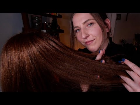 ASMR relaxing hair play 💆‍♀️ WITH RAIN 🌧️😴