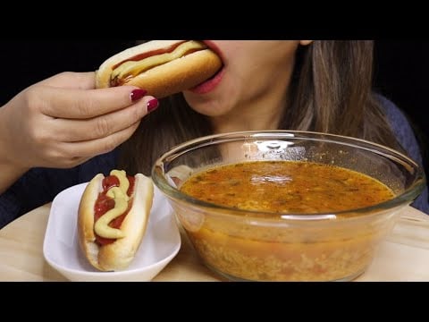 ASMR HOTDOG RICE MUSHROOM SOUP MUKBANG no talking CREMA ASMR #asmr #mukbang #hotdog #eatingsounds