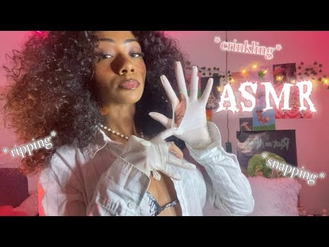 ASMR Latex Gloves Ripping + Snapping Sounds 🧤🤍✨