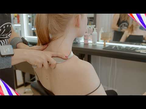 ASMR Shoulders Massage with Iron Gua Sha by Barber Lady Marta