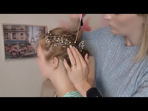 ASMR Perfectionist Elegant Braided Hairstyle With Hair Jewelry With Mini Combing & Perfecting