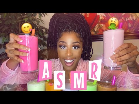 ASMR | Trying NEW Boba Bubble Tea Flavors (Chewing + Ice Stirring)