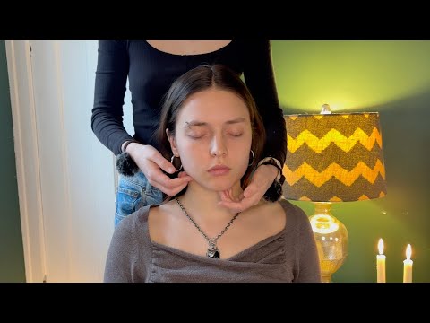 ASMR light touch face massage, hair brushing, and head scratches for relaxation ✨ (soft whispered)