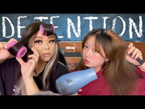 ASMR pov you sit next to students that think DETENTION  is a beauty salon (gum chewing)