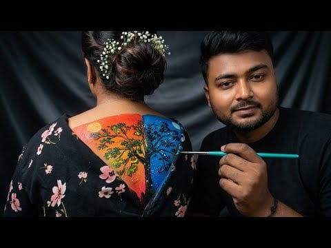 ASMR My Husband Doing My Beautiful Back Painting 🎨🥹