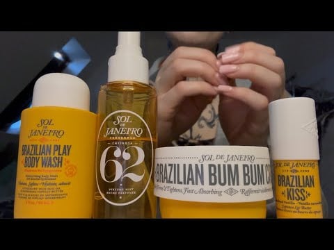 Fast tapping on Sol de Janeiro products - lid sounds - no talking  