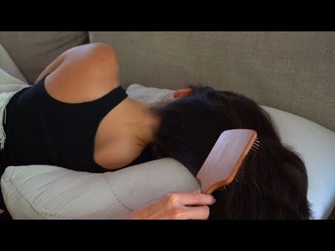 ASMR Cozy Hair Play and Tingly Back Scratch w/ Long Natural Nails on Sydney (Whisper)