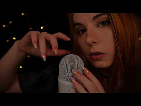 ASMR | Close Up, Clicky Whispering & Mic Scratching - Tapping, Rain Ambiance, Ramble