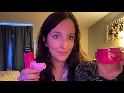 ASMR | pink trigger assortment 🎀💕 whispering and tapping with natural nails