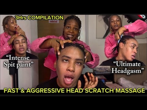 ASMR✨3 HOUR OF FAST AND INTENSE AGGRESSIVE HEAD SCRATCH MASSAGE ,EXTREME BRAIN TINGLES*ALL TOOLS*
