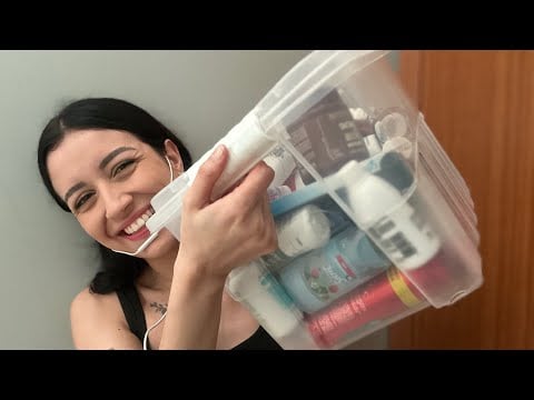 Asmr Organização da caixa de produtos no meu banheiro! 📦💚