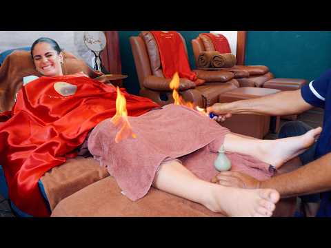 ASMR: 🔥 Incredible CHINESE FIRE GINGER FOOT Reflexology Massage by the Grandmaster!