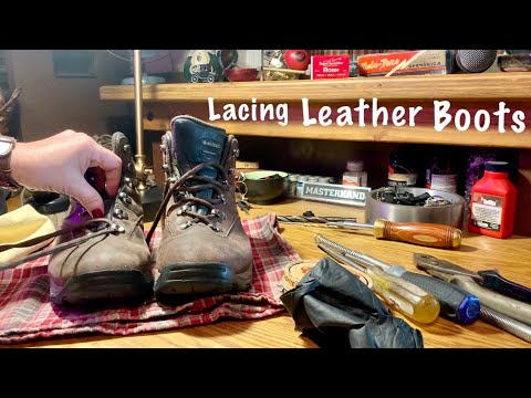 ASMR Request/Lacing Leather boots & shoes (No talking) Oiling leather