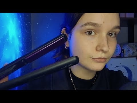 ASMR FAZENDO CHAPINHA NO SEU CABELO sons de boca e chapinha