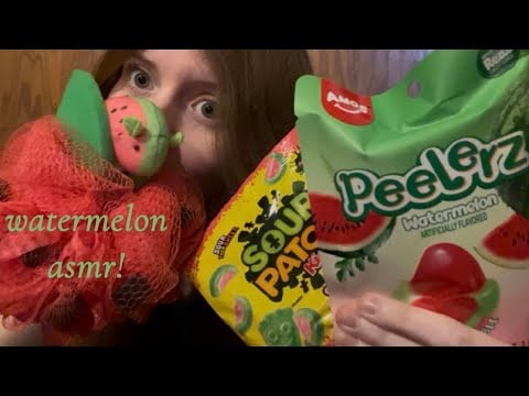 asmr watermelon themed trigger assortment! 🍉 lofi mouth sounds, crinkles, scratching!