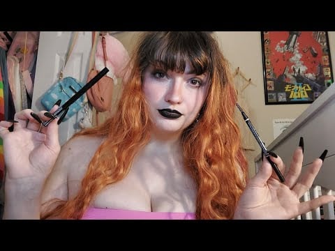 ASMR Alt Girl Does Your Eyeliner and Eyebrows