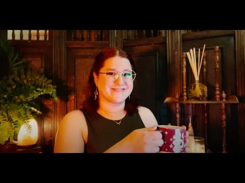 Cozy Receptionist ASMR -Typing, Paperwork, Fireplace & Storm Ambience
