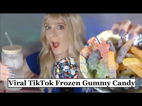 ASMR TikTok Frozen Gummy Candy Mukbang | Whispered Eat With Me