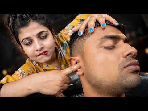 Intense ASMR Oiled Finger Ear Massage By Sweet Lady Barber Chaitali | ASMR Head & Ear Massage