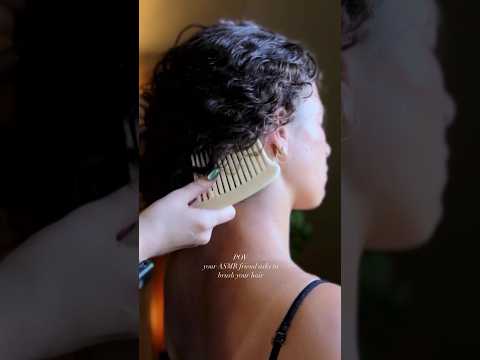 ASMR wide tooth comb brushing on curly hair #hairplay #relax
