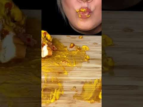 Huge Messy Hot Dog Bites! 😱#asmreating #shorts #mukbang