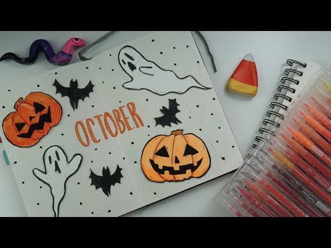 ASMR | October 2019 | Plan With Me! & Paint With Me! (Relaxing Bullet Journal Design)