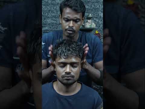 Strong And Hard ASMR Head Massage By Strong Wrist Barber #shorts