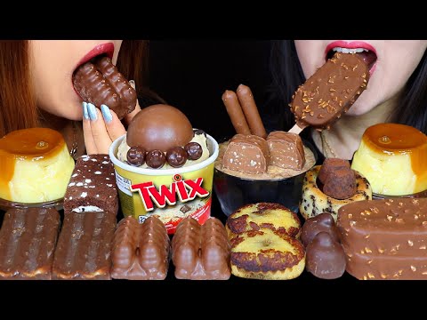 ASMR TWIX ICE CREAM, CRUNCHY CHOCOLATE ICE CREAM BARS, CARAMEL FLAN, BAKED TIRAMISU, TIGER CAKE 먹방