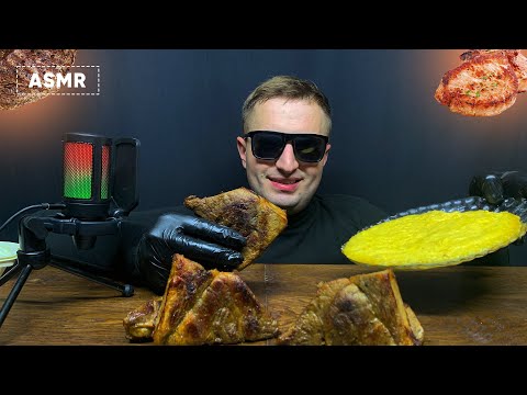ASMR MUKBANG STEAK PORK NECK & STRETCH CHEESE (no talking) FOOD SOUNDS