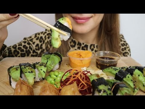 ASMR SUSHI AVOCADO AND TOFU / no talking / CREMA ASMR #asmr #asmrsushi #sushi #mukbang #food #ginger