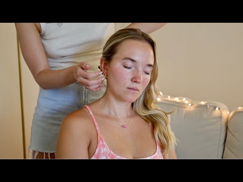 ASMR | Face, Neck, & Chest Attention, Hair Play, Scalp Massage 🌸 (Whisper, Real Person ASMR)